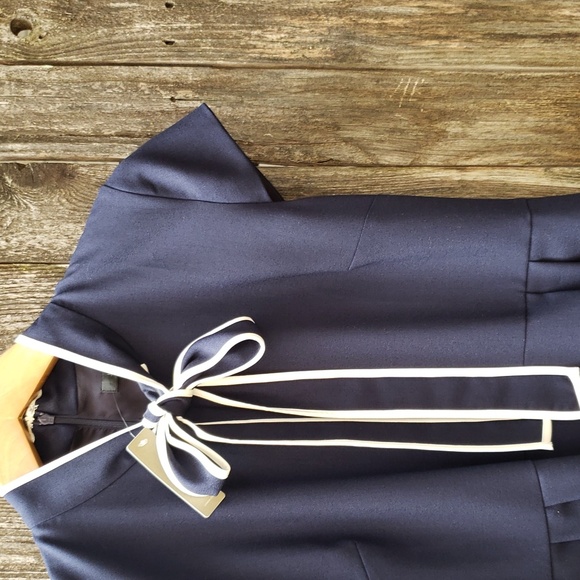 jcrew tieneck dresss in italian wool crepe, Navy, Size 14T - Picture 6 of 8